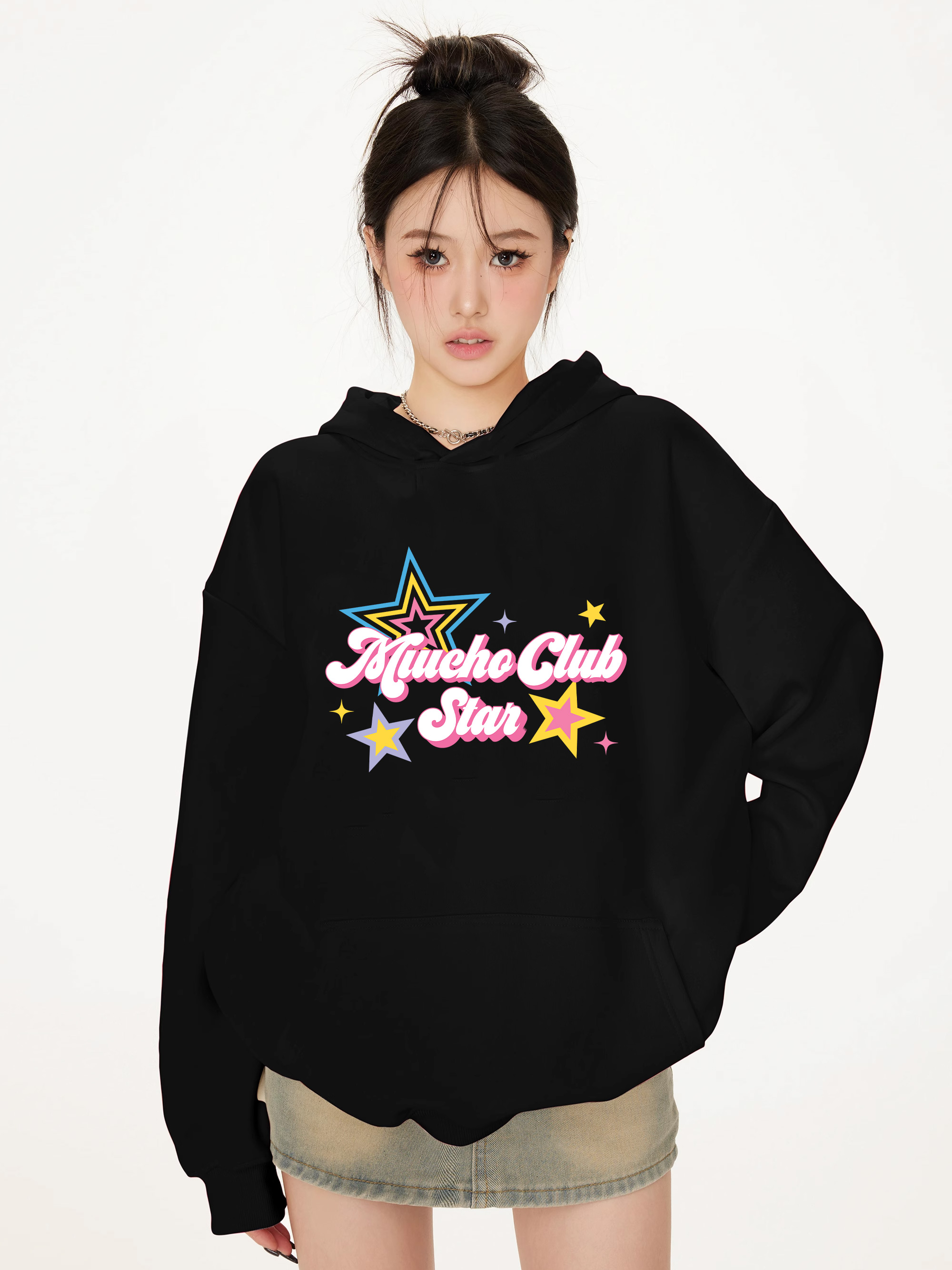 Áo hoodie nữ form rộng dày dặn vải nỉ chân cua HDD1643 Miucho in mix_thumbnail_4