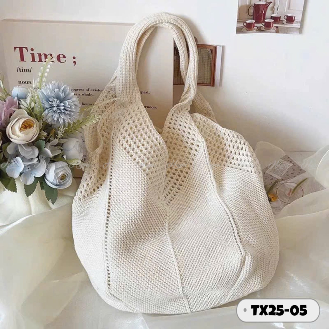 TÚI TOTE DỆT KIM PHONG CÁCH HÀN QUỐC (TX25-05 BE)