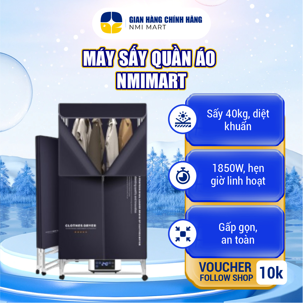 Tủ sấy quần áo treo tường NMIMART - 2 chế độ sấy, gấp gọn tiện lợi- SQA03