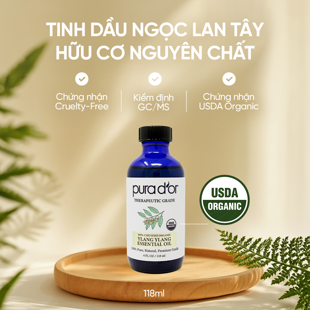 Tinh Dầu Hoa Ngọc Lan Tây hữu cơ Pura D'or Therapeutic Grade Ylang Ylang Essential Oil 118ml_thumbnail_1