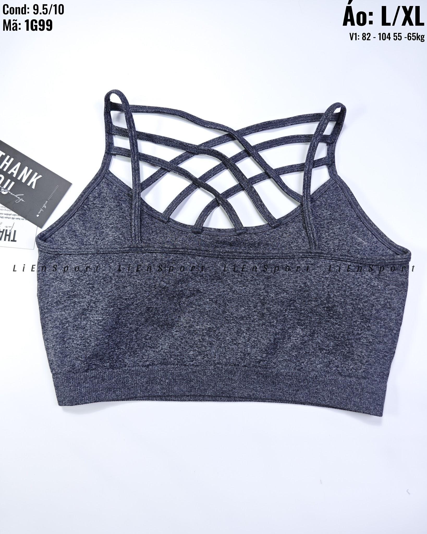Áo bra thể thao lưng đan dây chữ X Nữ Size L XL Xám đậm ánh kim Auth 2nd Không gọng không đệm Vải co giãn thoáng khí Form ôm sát Phù hợp gym yoga chạy bộ Mã:1G99_thumbnail_2