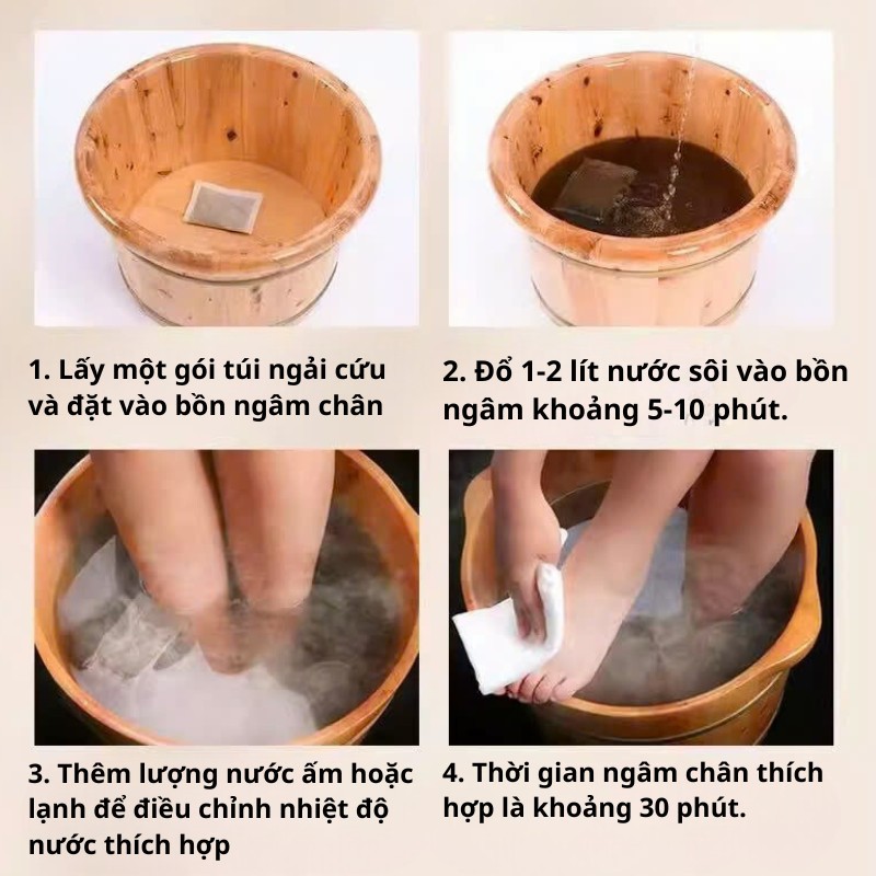 Bột Ngải Cứu Ngâm Chân Thảo Dược Giúp Giảm Căng Thẳng Túi Lọc Đông Y, Thải Độc, Giảm Nhức, Tê Chân, Hôi Chân SET 30 TÚI_thumbnail_8