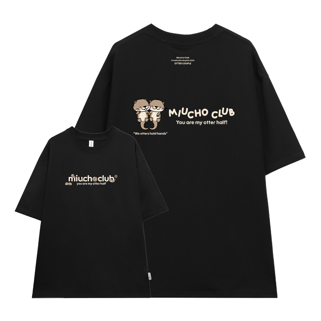 Áo thun cặp nam nữ form rộng 1945 Miucho cổ tròn vải 4c cotton 220gsm thoáng mát in mix_thumbnail_9