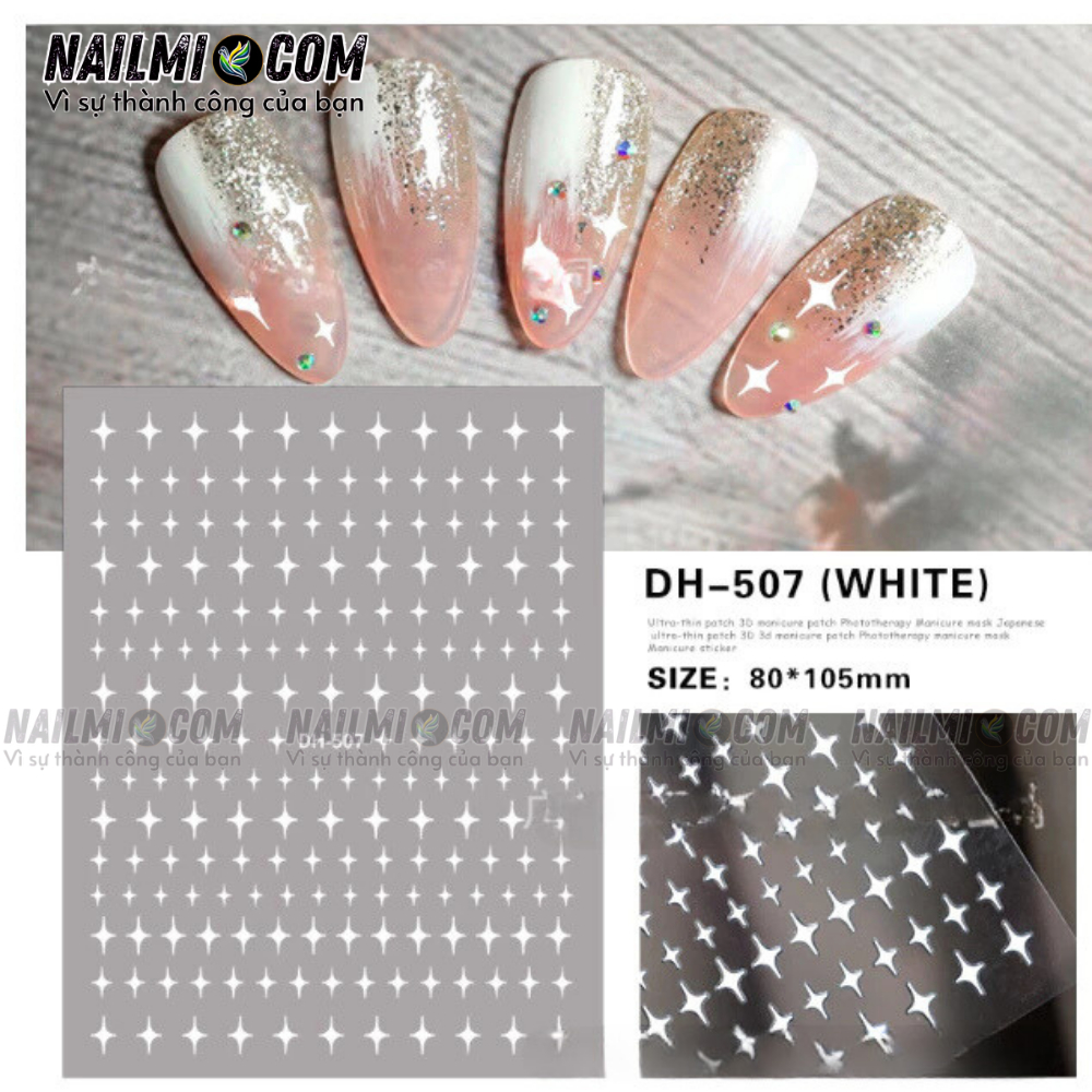 Sticker nail mặt trăng- DH-507 - màu trắng