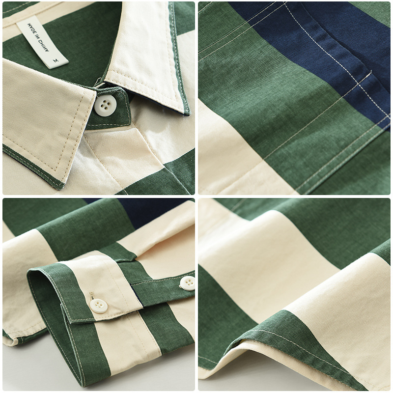 Áo Sơ Mi Nam Tay Dài Phối Màu Tươi Mát Phong Cách Nhật Bản – Form Rộng, Thời Trang, Đa Năng