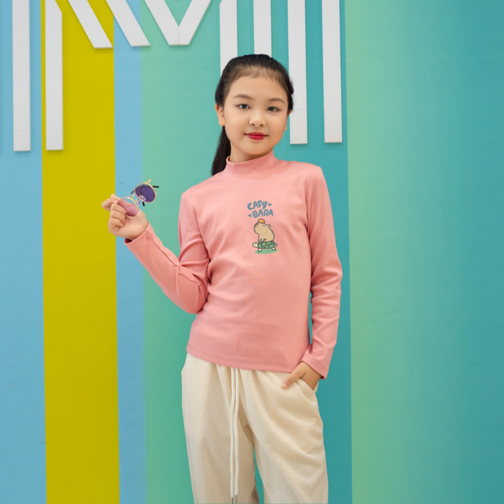 Áo thun bé gái tay dài chất liệu cotton bozip - Áo cổ trẻ em cổ lọ - LOZA G0221_thumbnail_2