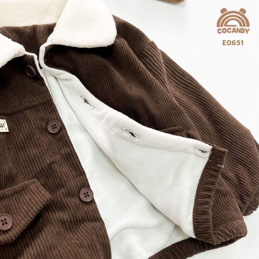 Áo khoác dài nhung NÂU phối cổ lông_thumbnail_4