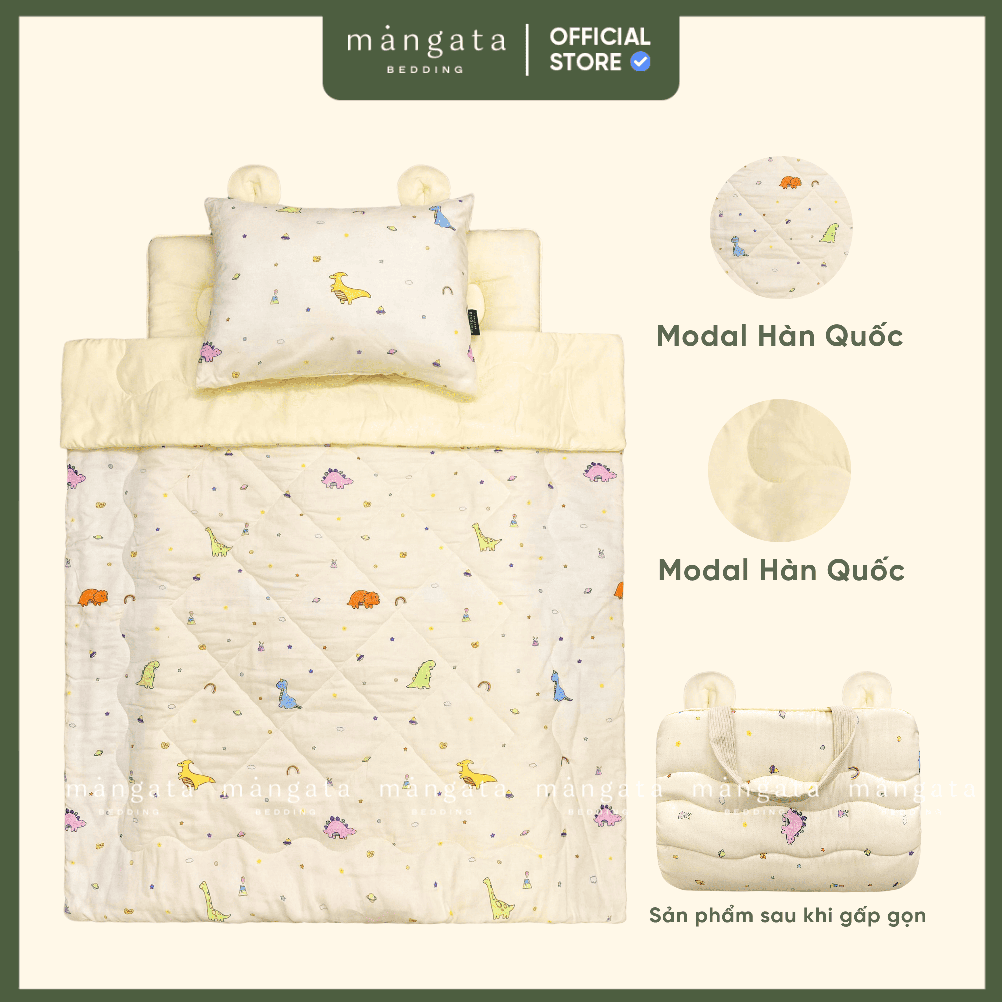 Mẫu Khủng long be - Bộ chăn gối gấp gọn đi học _thumbnail_1