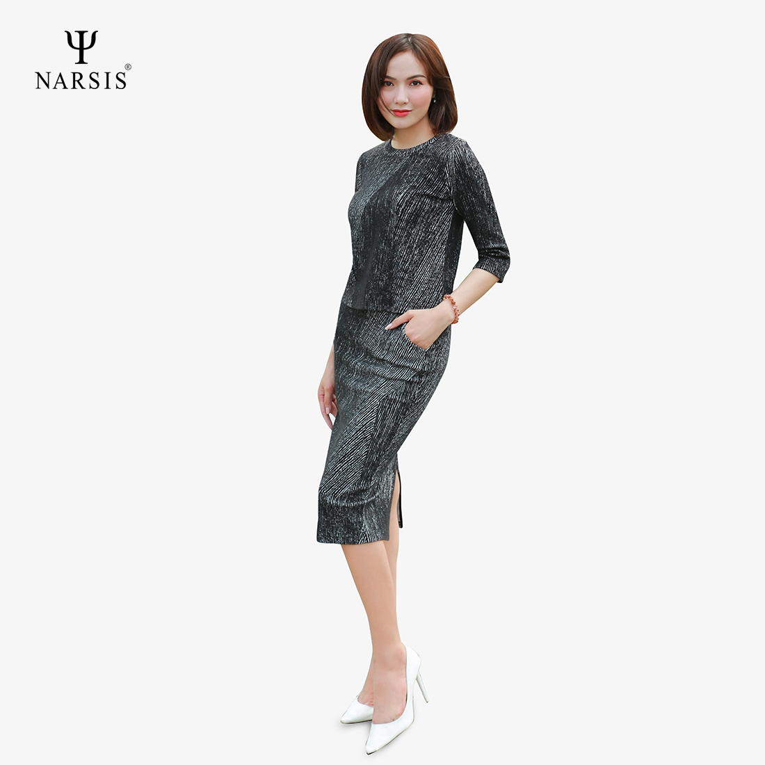 VÁY NỮ M8064 NARSIS VẢI LEN COTTON ẤM ÁP, THOÁNG MÁT, GIỮ ẤM TỐT, MỀM MẠI, GIỮ ẤM TỐT, MỀM MẠI