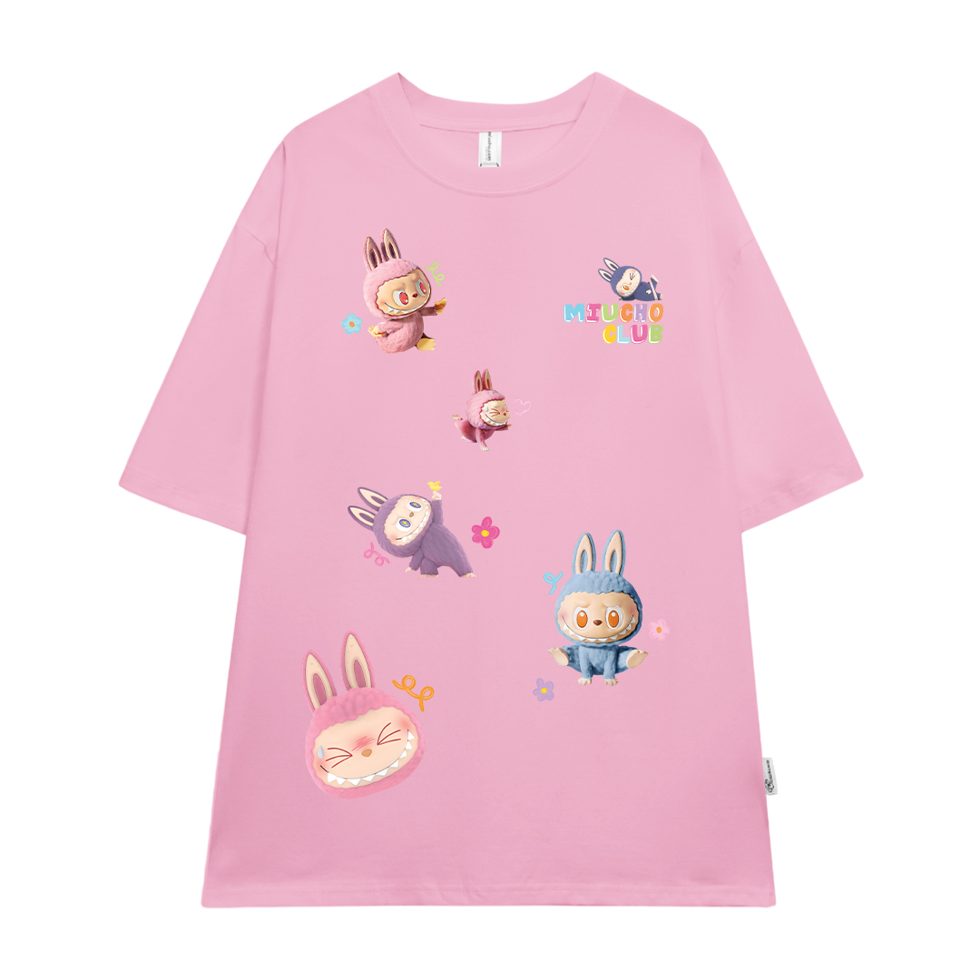 Áo phông labubu form rộng nhiều màu ATD1450 Miucho vải cotton cổ tròn in mix_thumbnail_11