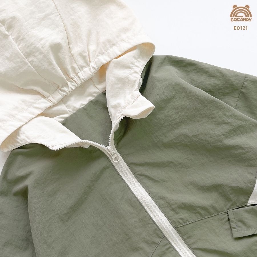 Áo khoác gió XANH RÊU phối mũ be 2 túi cạnh_thumbnail_5