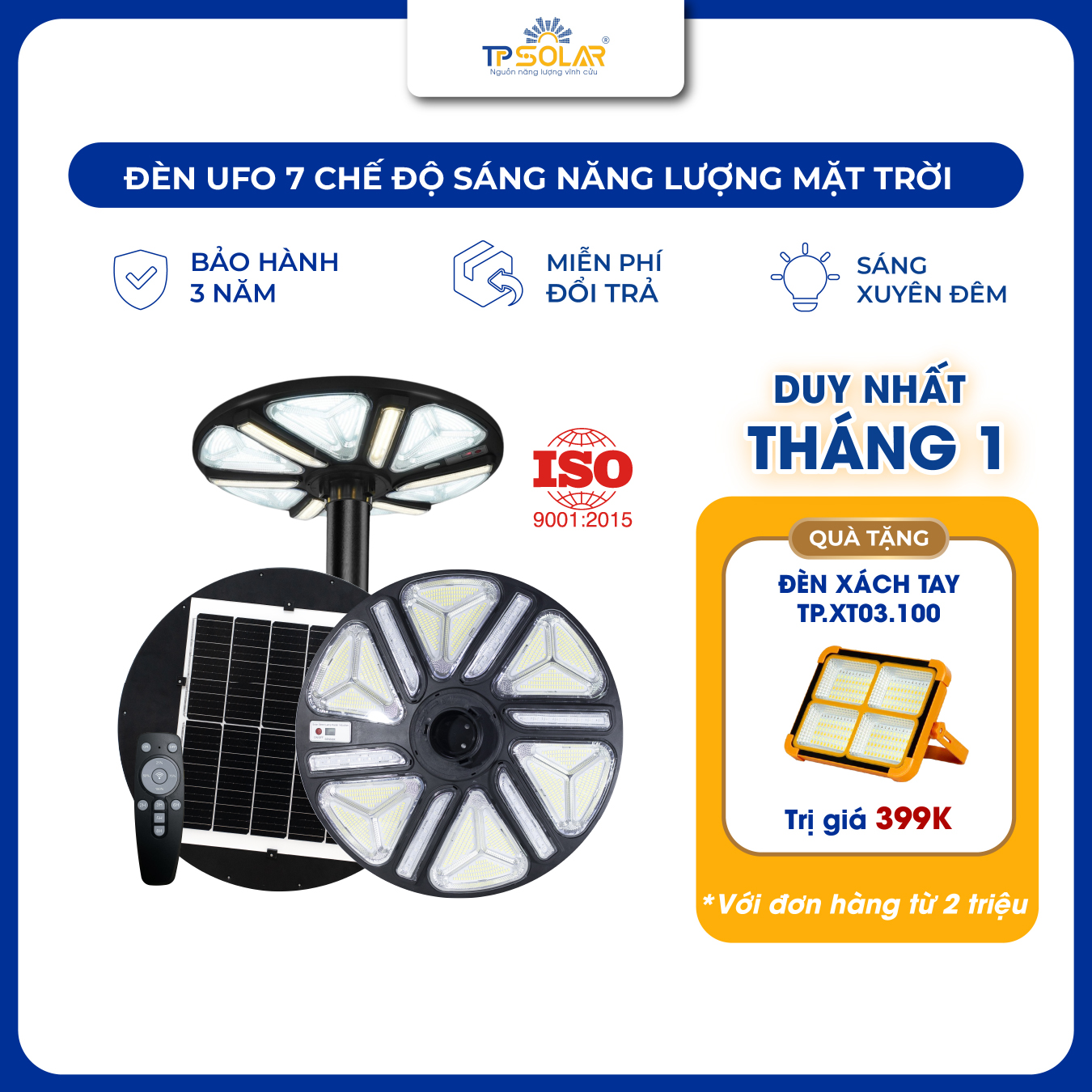 Đèn UFO trang trí 7 màu năng lượng mặt trời TP.UF12