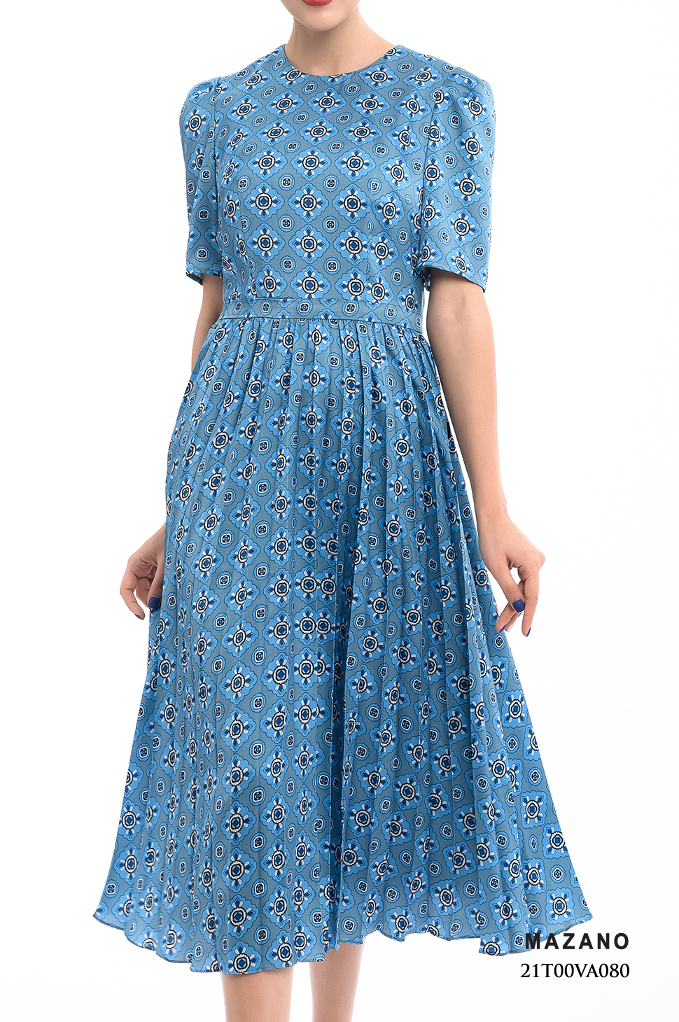 Đầm xanh họa tiết xếp ly_thumbnail_4