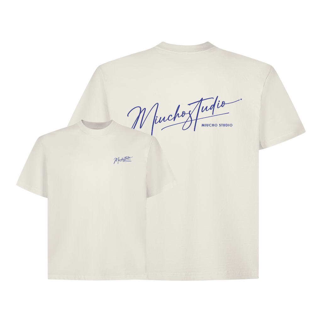 Áo thun boxy local brand AXD1601 Miucho vải cotton 250 gsm dày dặn 2 chiều cổ tròn in typography