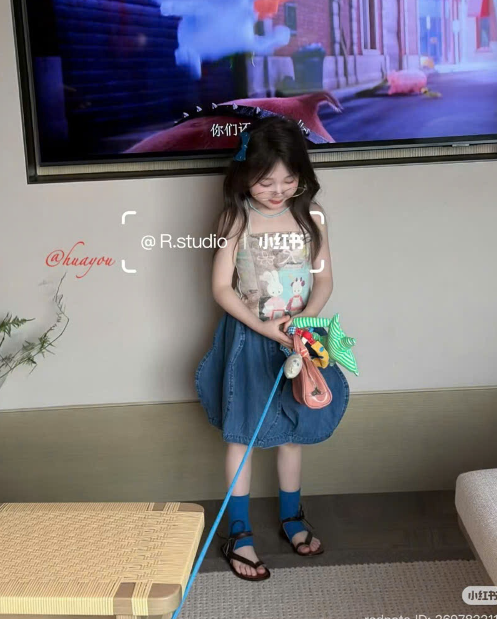 HY07 - Áo thun cotton 2 dây họa tiết thỏ hãng HuaYou