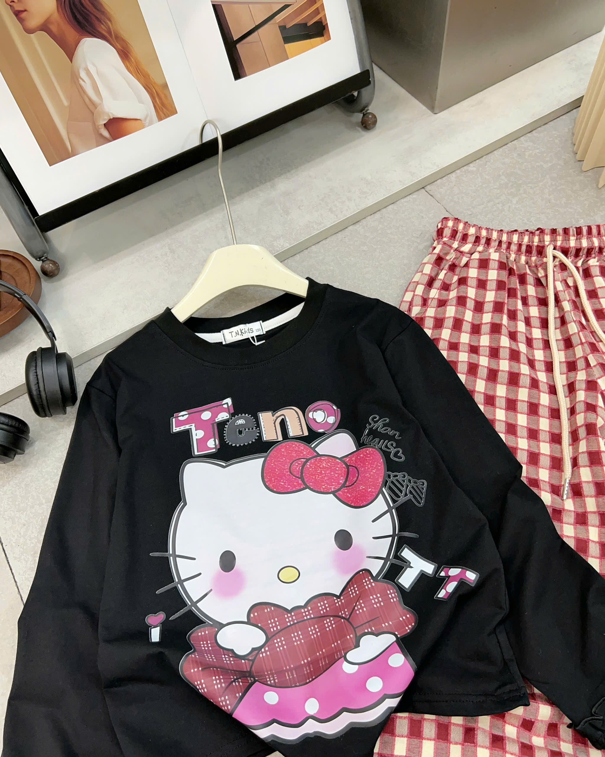 [J11] Set áo phông nơ mèo quần đũi