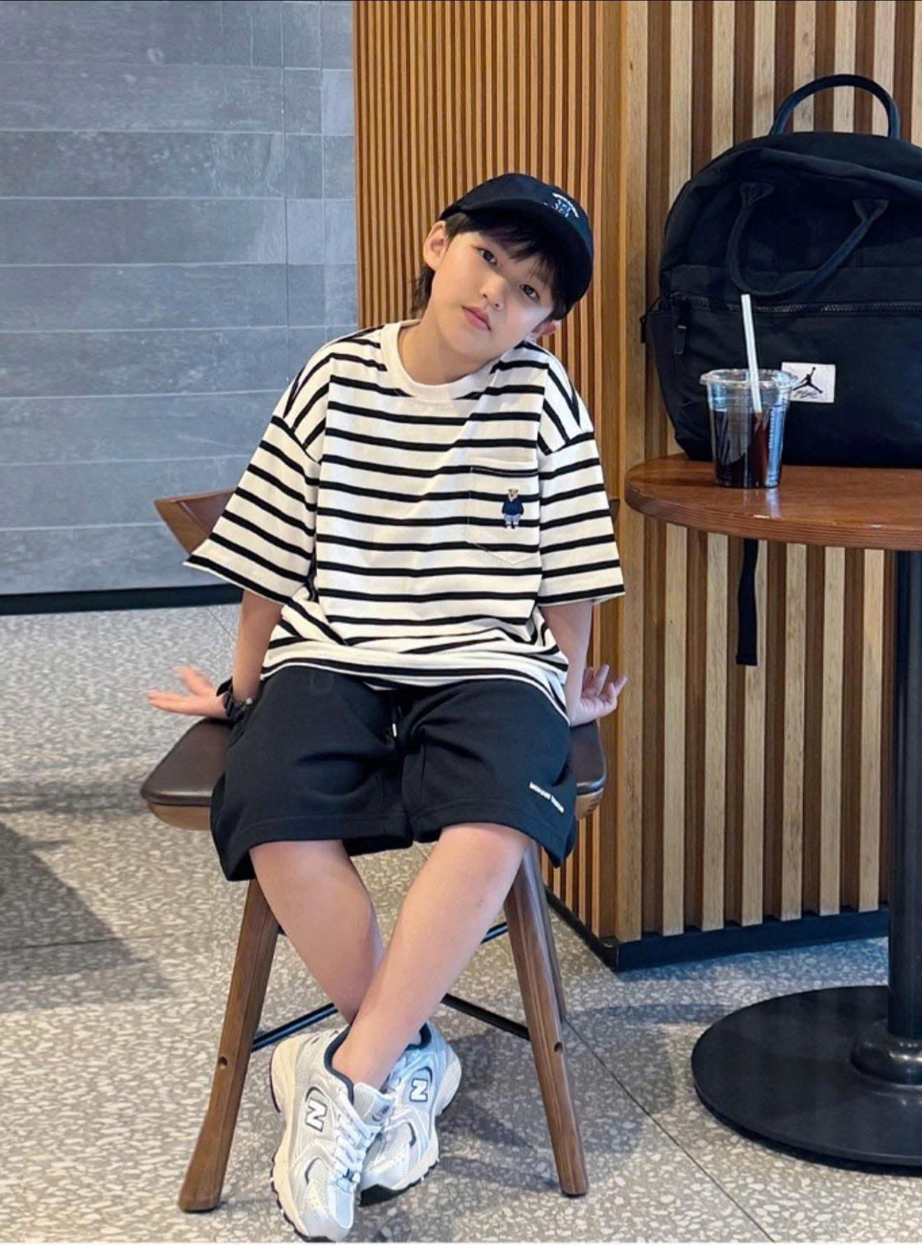 Set áo gấu sọc + quần short bé_thumbnail_4