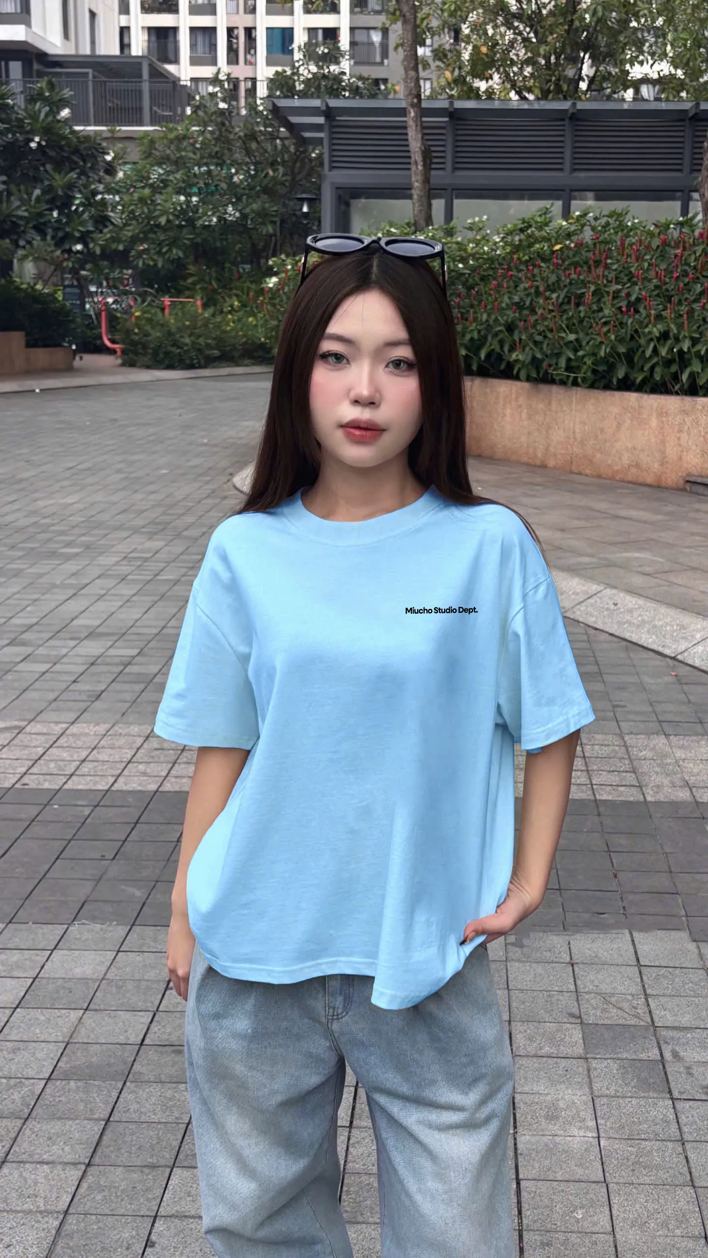 Áo thun boxy nam nữ Miucho Studio Dept 2568 vải cotton 2c thoáng mát basic nhiều màu in typography_thumbnail_4