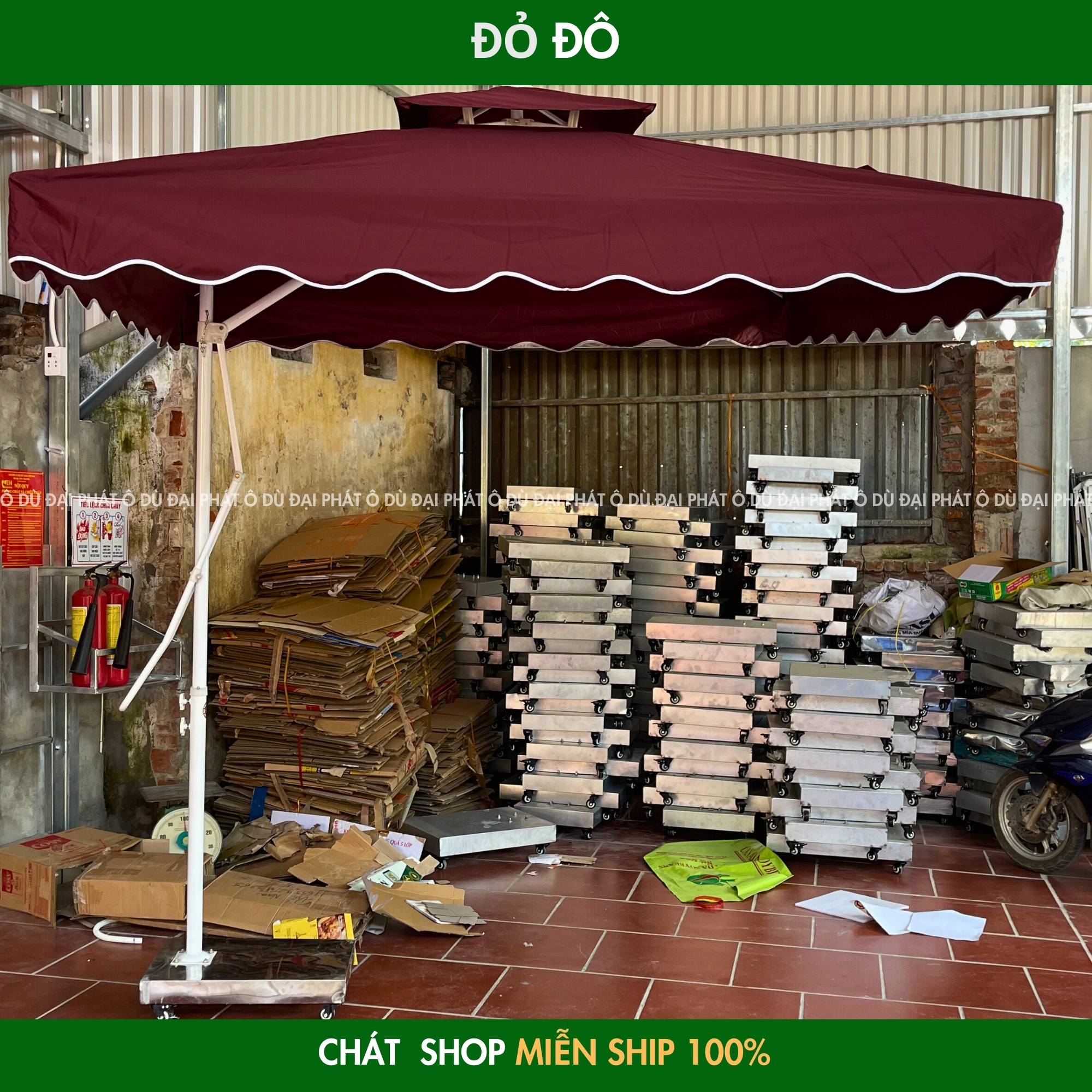 dù lệch tâm, ô lệch tâm 2m5 màu đỏ đô chính hãng đại phát