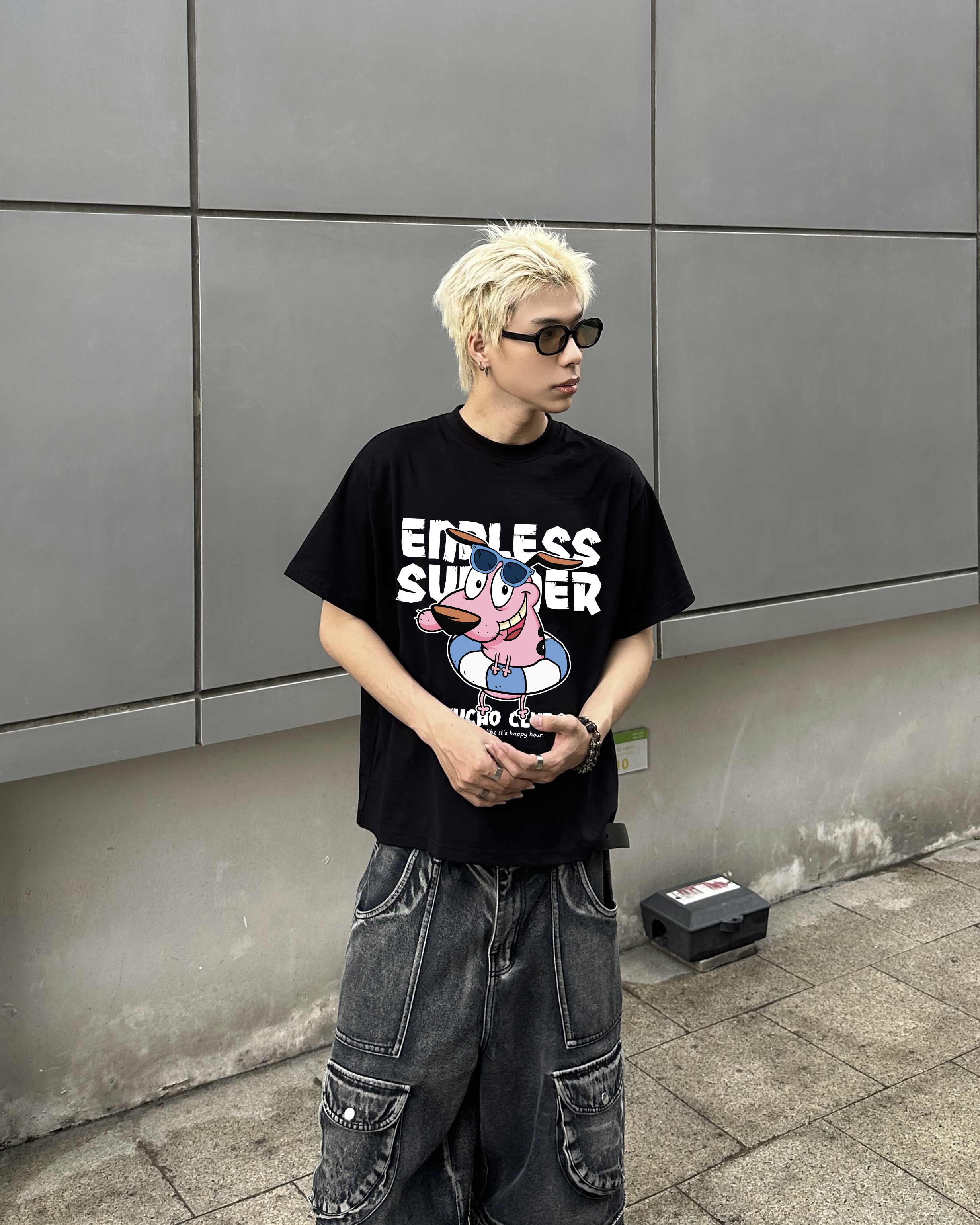 Áo phông form boxy in hoạt hình dễ thương 2359 Miucho Club cổ tròn vải cotton 2 chiều cao cấp in mix_thumbnail_5