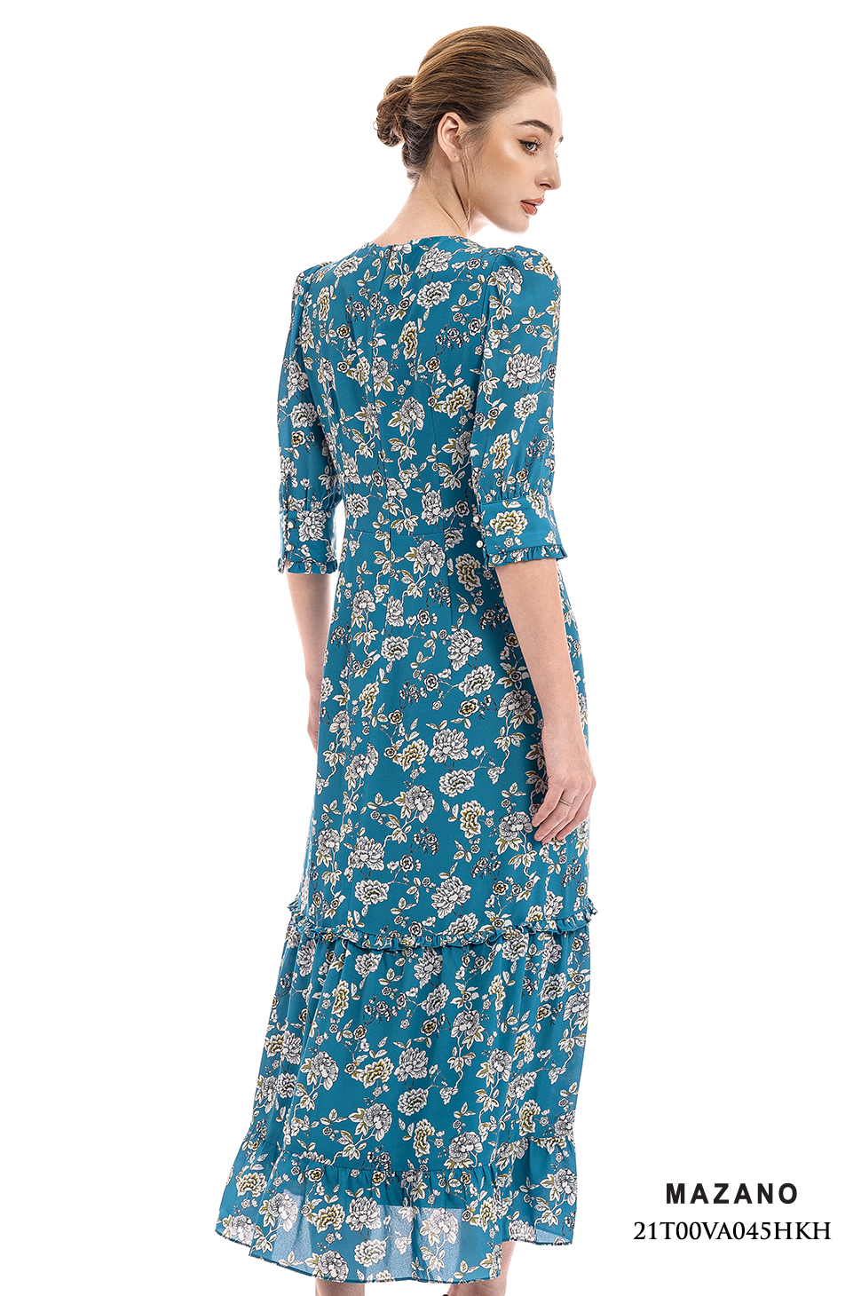 Đầm xanh họa tiết chân bèo cách điệu_thumbnail_3