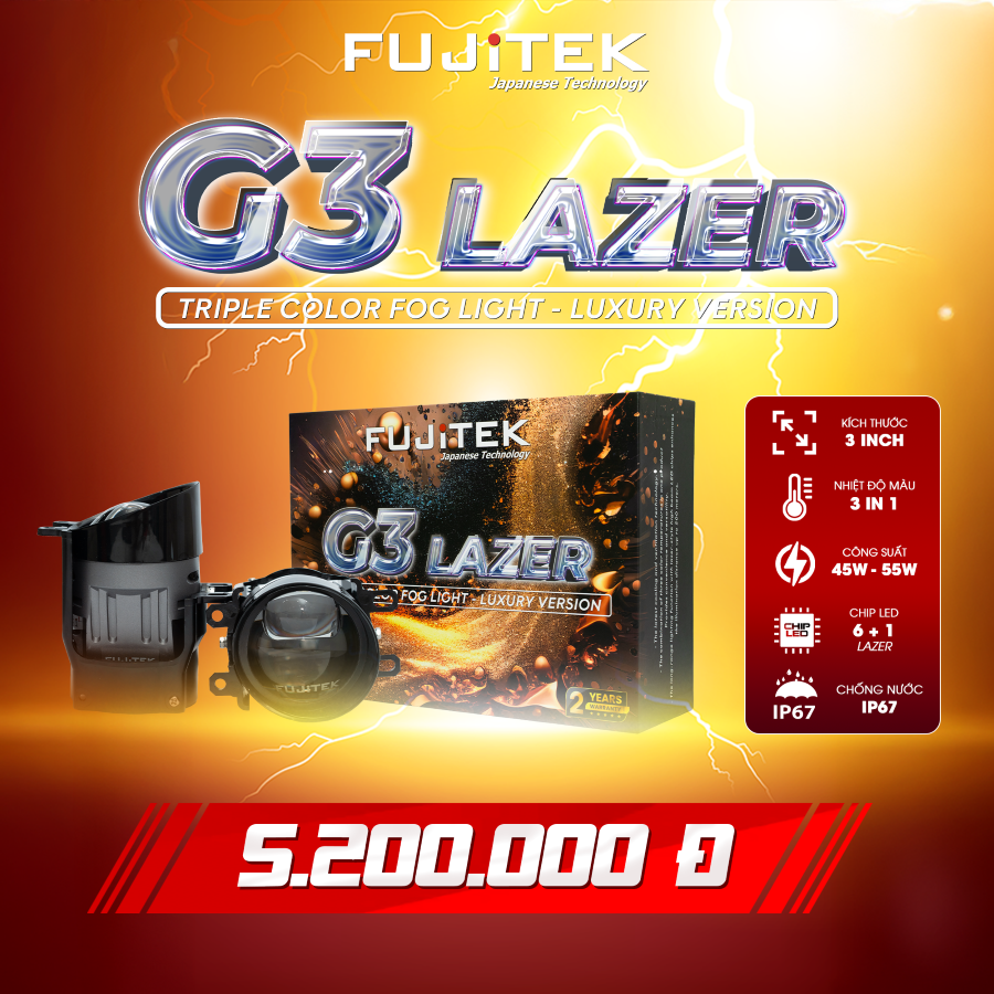 Fujitek G3 Lazer Bi gầm 3 inch 3 màu tích hợp
