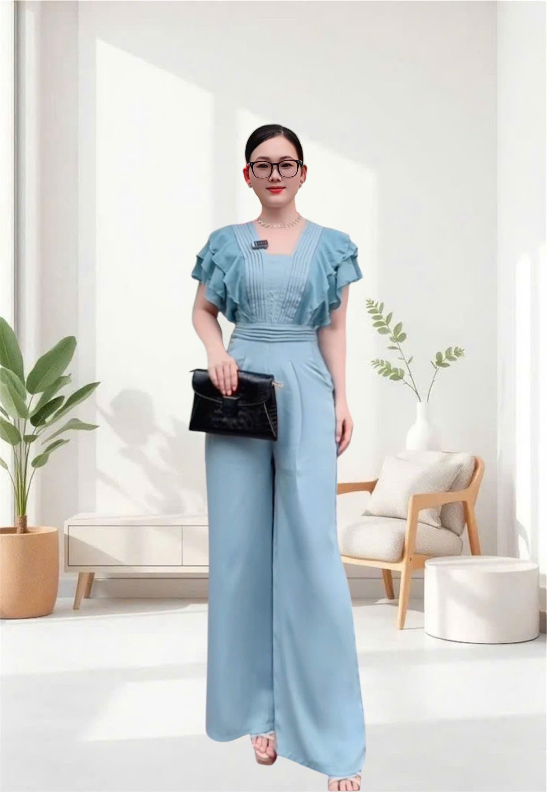 Jumpsuit ống suông xếp ly tay cánh tiên_thumbnail_1
