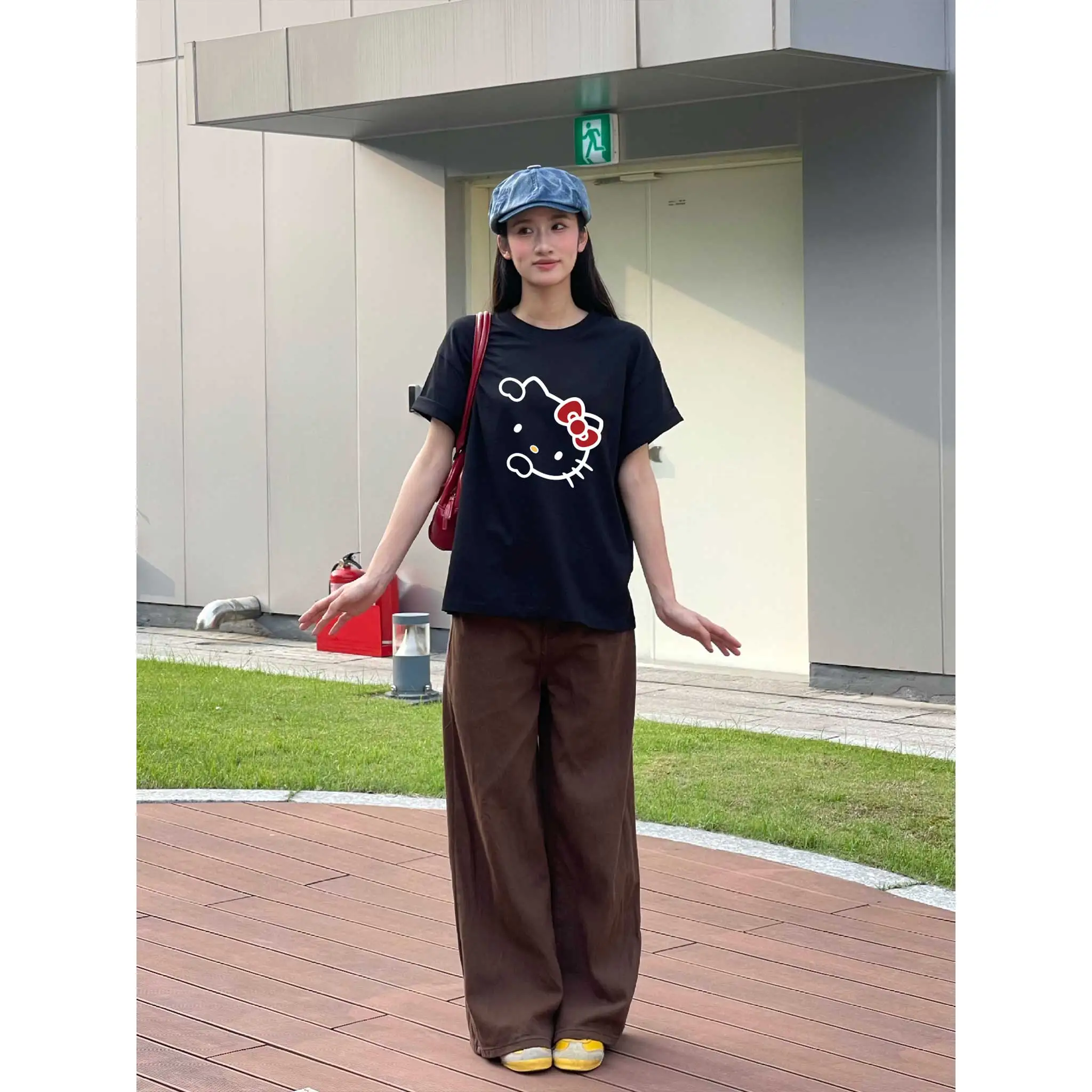 Áo thun nữ form boxy Miucho vải cotton thoáng mát mềm mại nhiều màu Hello Kitty in mix 2775_thumbnail_4