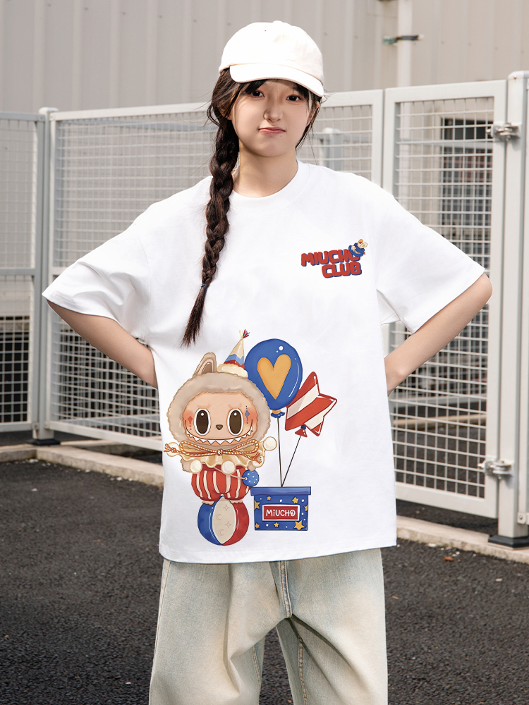 Áo phông labubu form rộng nhiều màu ATD1449 Miucho vải cotton cổ tròn in mix_thumbnail_2