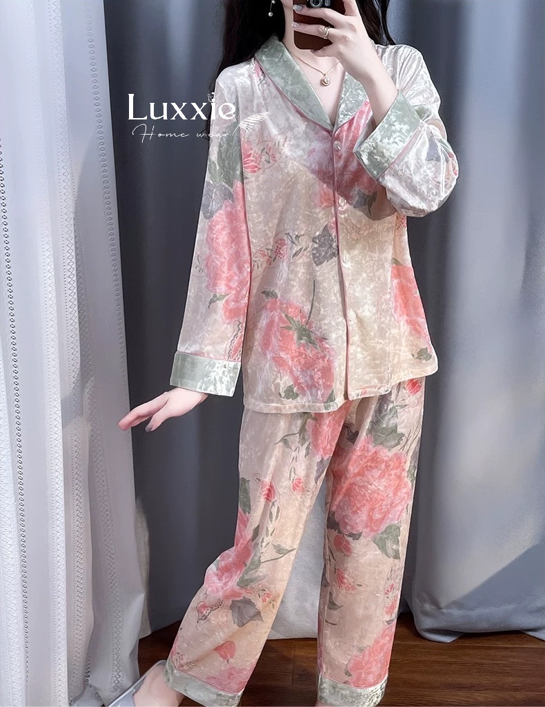 NHUNG13 Pijama nhung hoa lá sặc sỡ_thumbnail_4