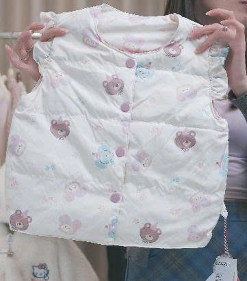 (M143) Áo khoác gile lông vũ họa tiết gấu