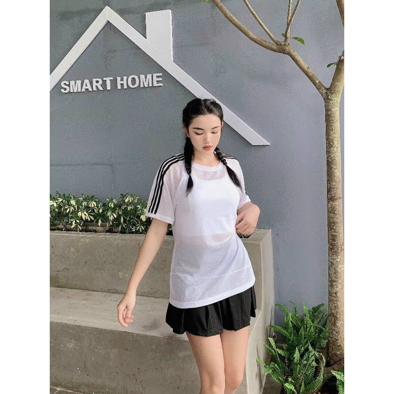 Áo Tank Thể Thao Lưới Tay Ngắn Phối 3 Sọc_thumbnail_3