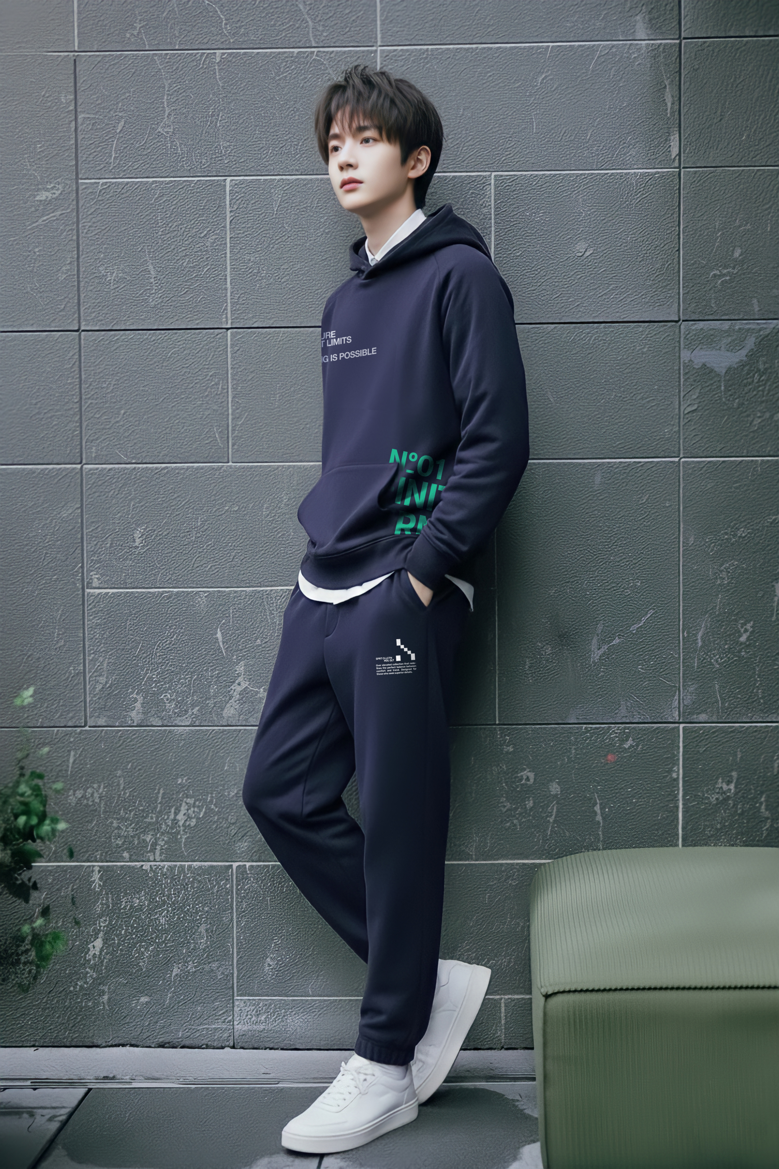 Áo nỉ hoodie navy in chữ_thumbnail_1