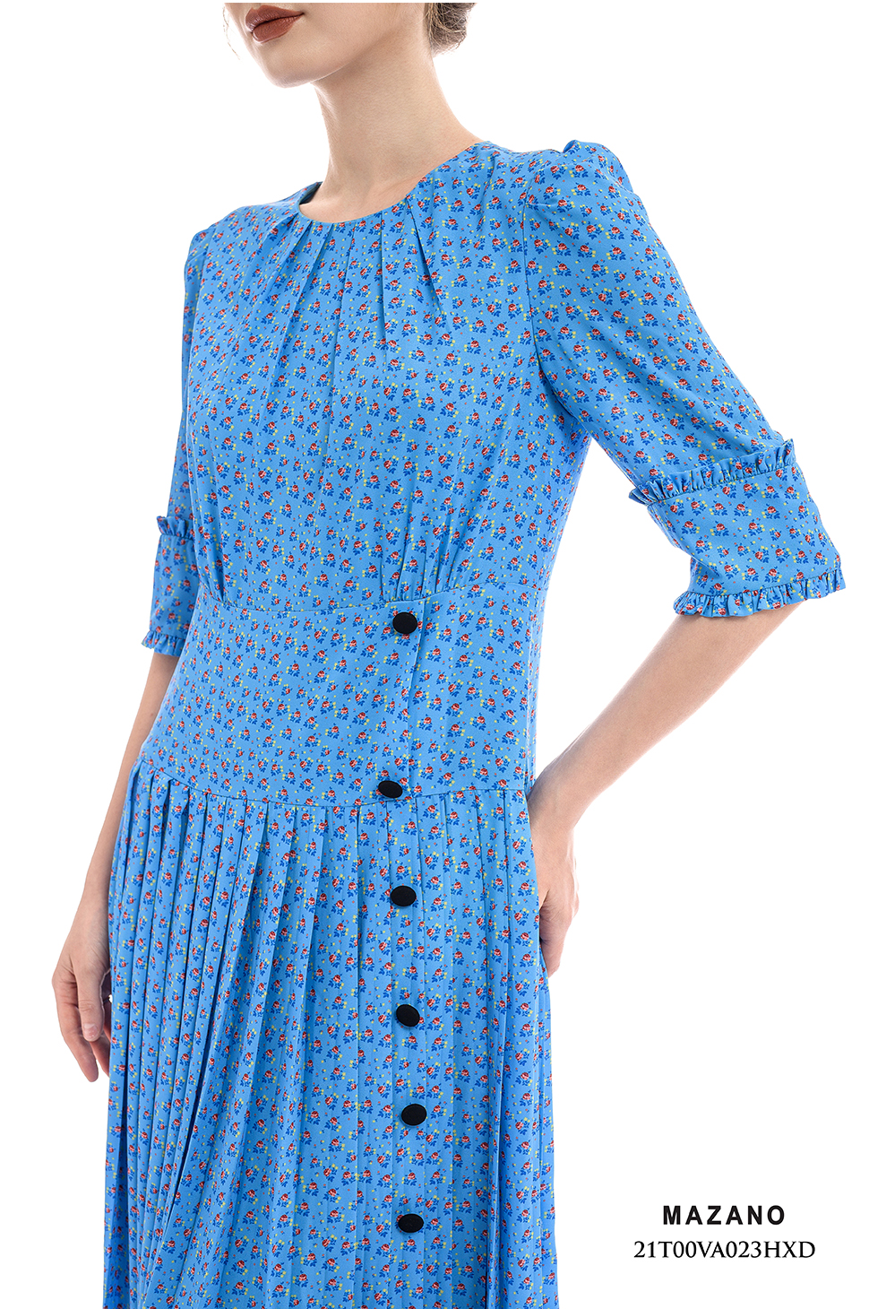 Đầm thân ôm xanh tay lỡ xếp ly_thumbnail_5