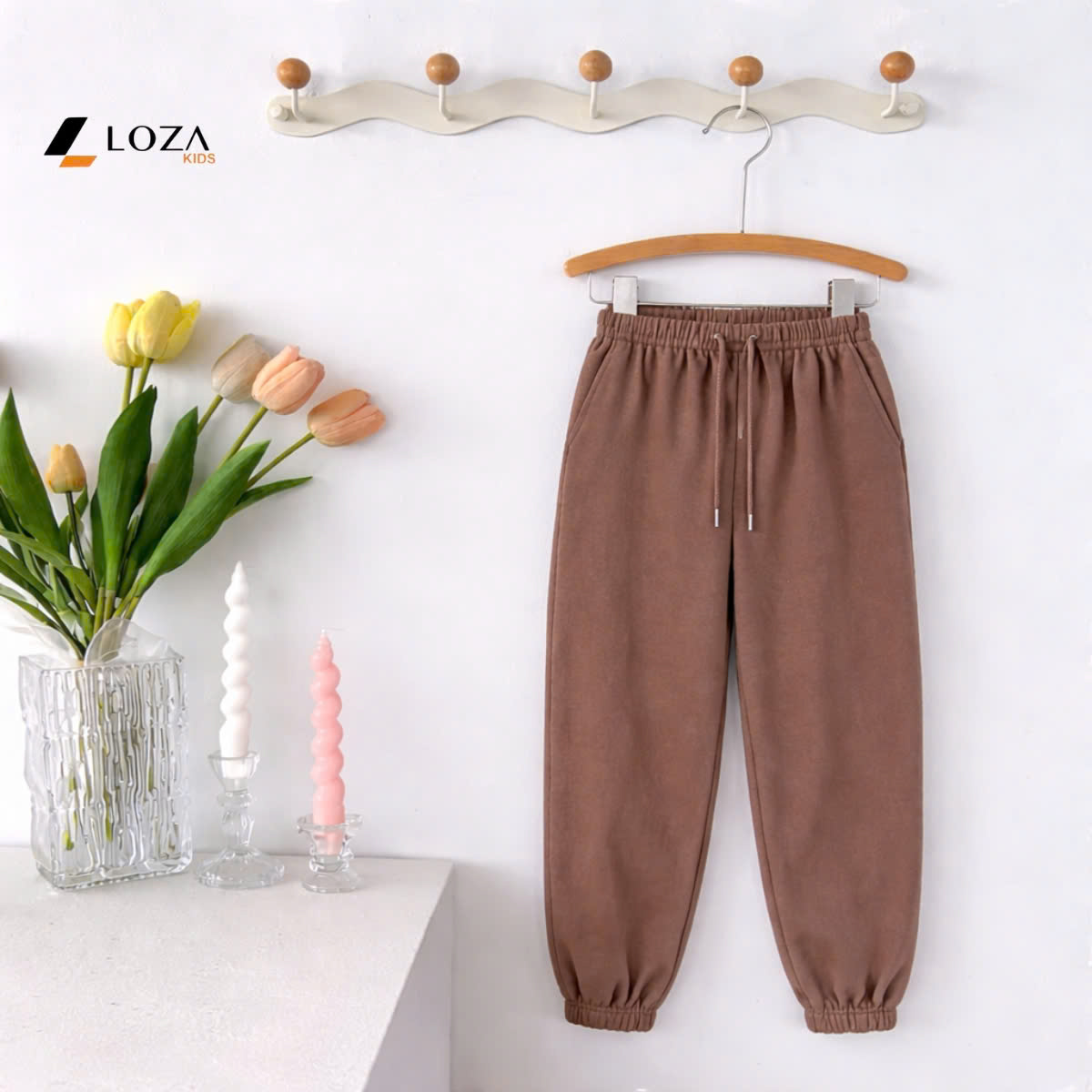 Quần nỉ tăm bo gấu cho bé bé trai và bé gái - Loza Kids QE7005_02_thumbnail_1