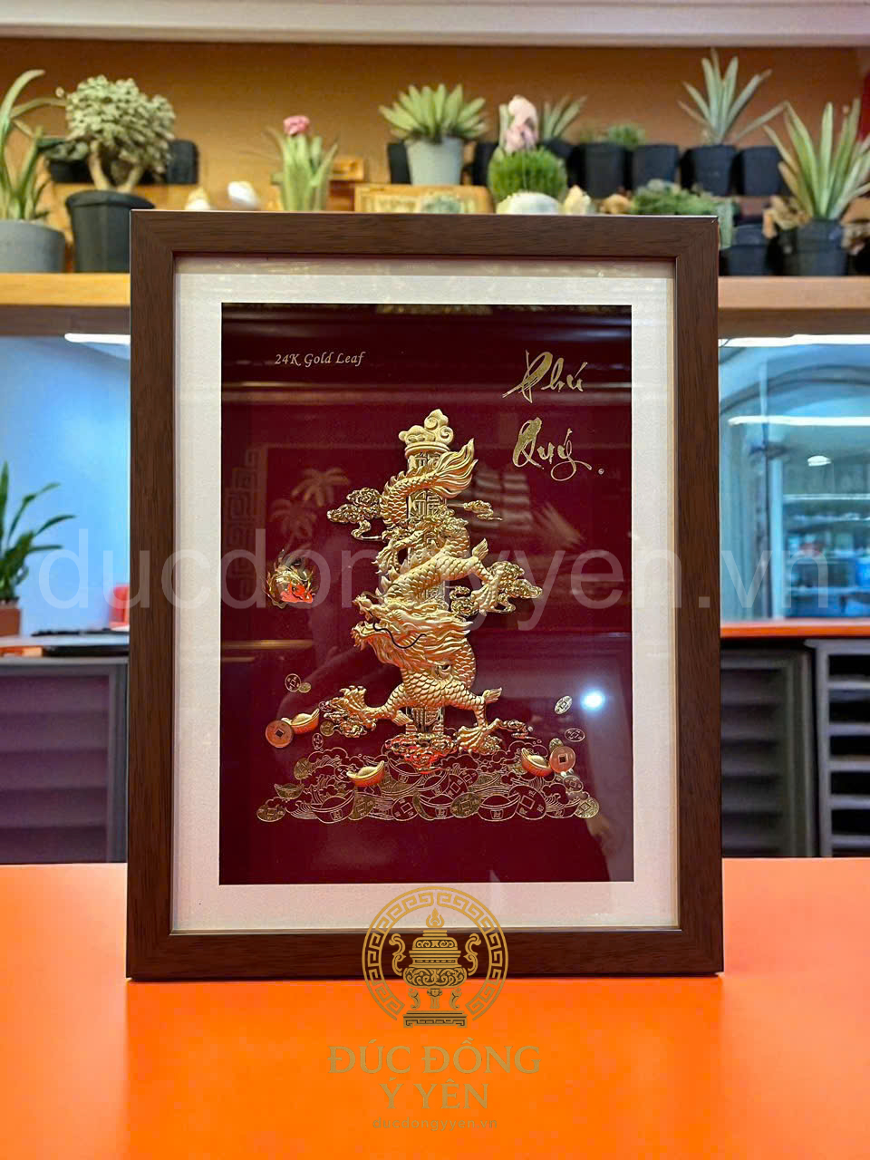 Tranh rồng phú quý mạ vàng 24k
