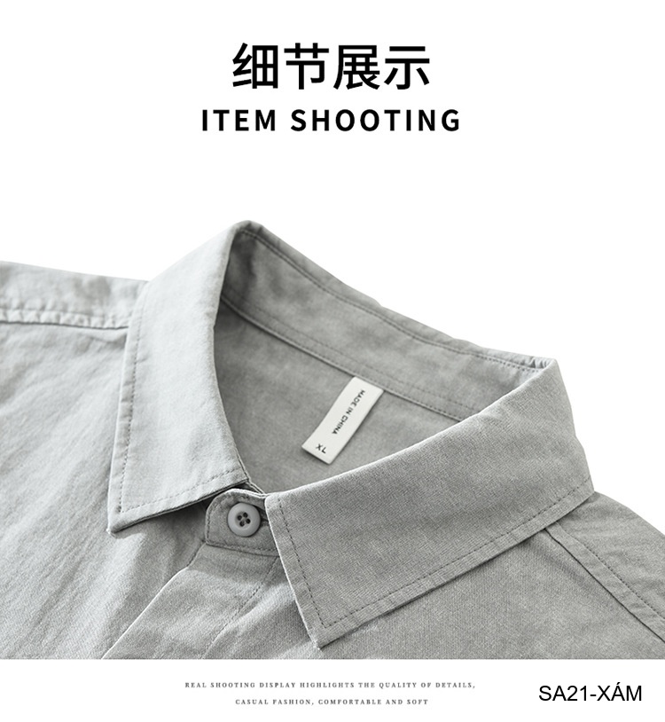 SA21 - Áo sơ mi nam dáng rộng phong cách Nhật Bản, cổ bẻ, tay dài, họa tiết chữ, chất cotton mềm mại_thumbnail_19