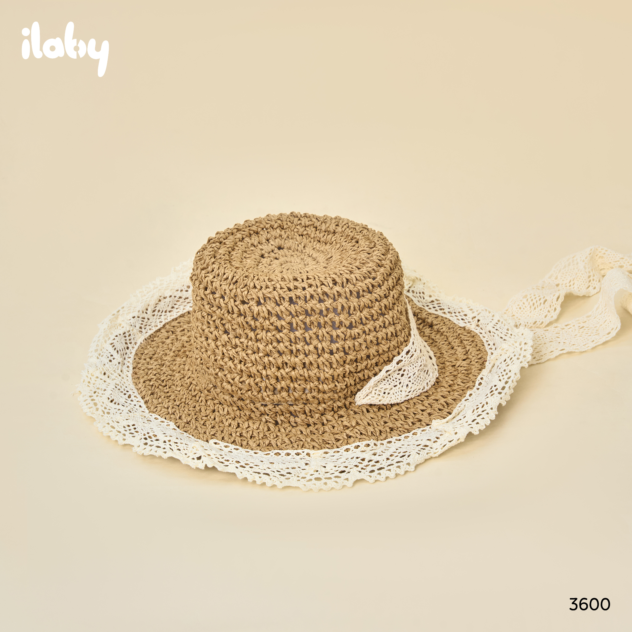 Mũ cói mềm viền ren thêu