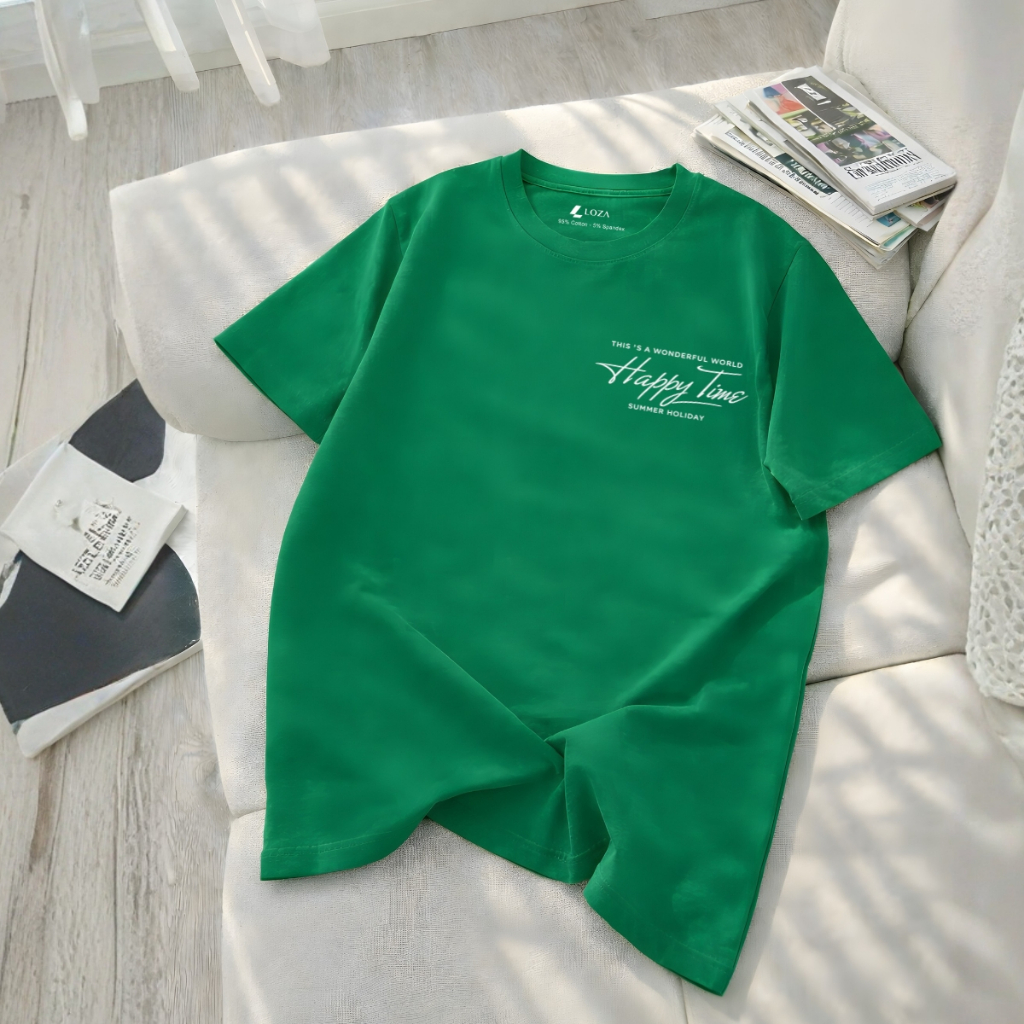 [Form rộng] Áo phông nữ dáng rộng NA03 hình chữ Happy Time - Loza RT8426 RT8426