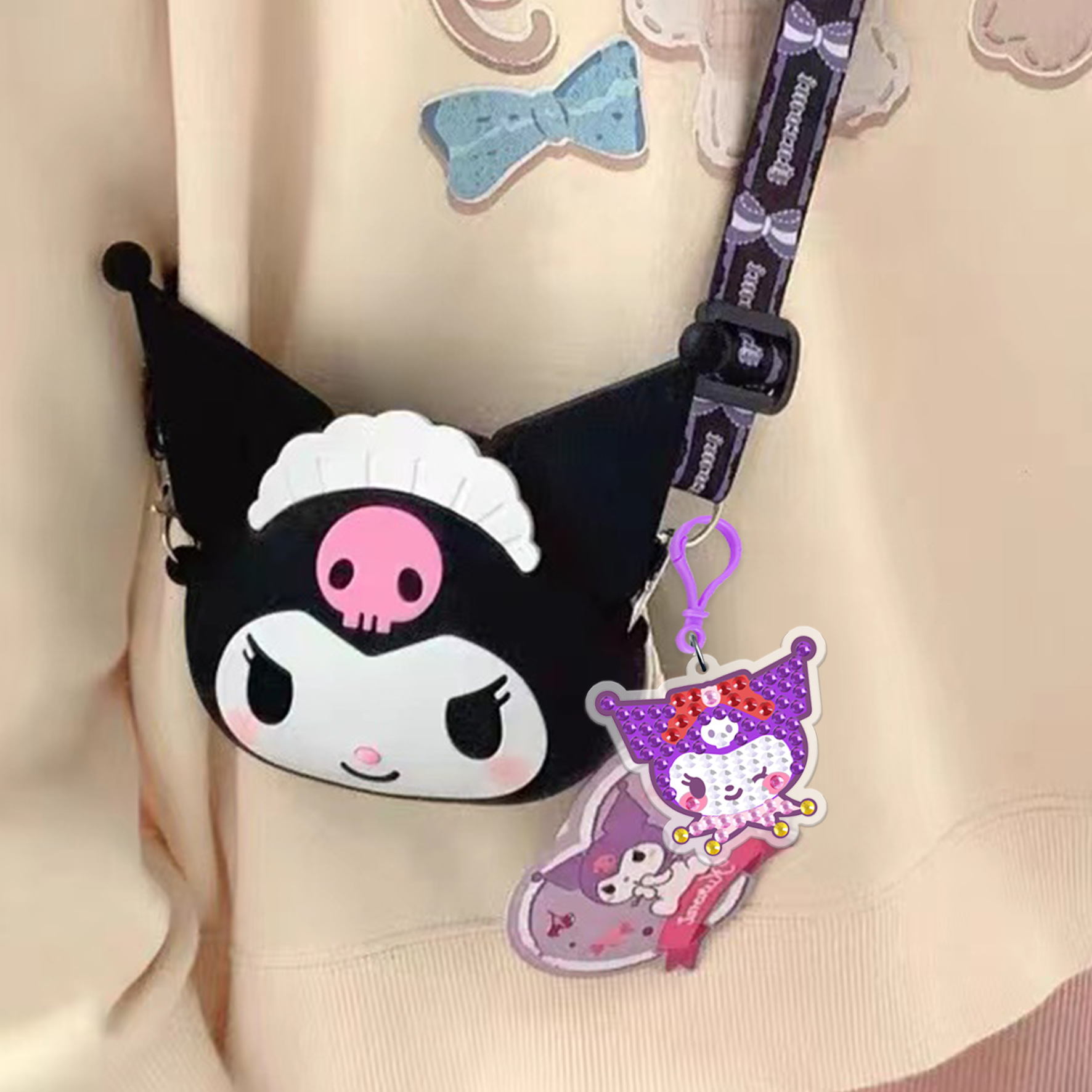 HỘP STICKER ĐÍNH ĐÁ 5D KUROMI 15 MÓC MÓC KHÓA_thumbnail_0