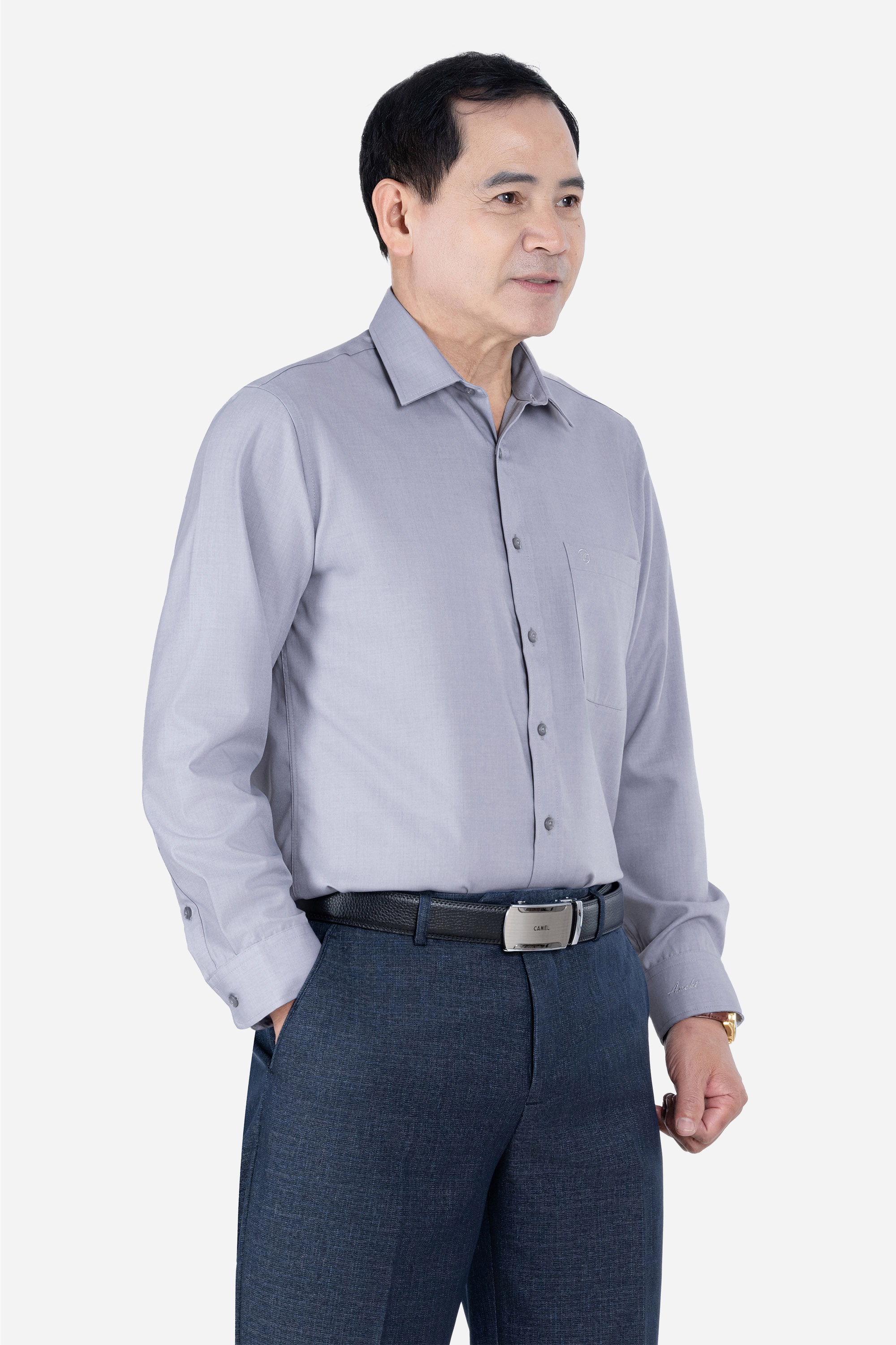 Sơ Mi Trơn Dài Tay Nam Trung Niên ANCHi Chất Liệu Cotton Nhập Khẩu Màu Trắng_thumbnail_26