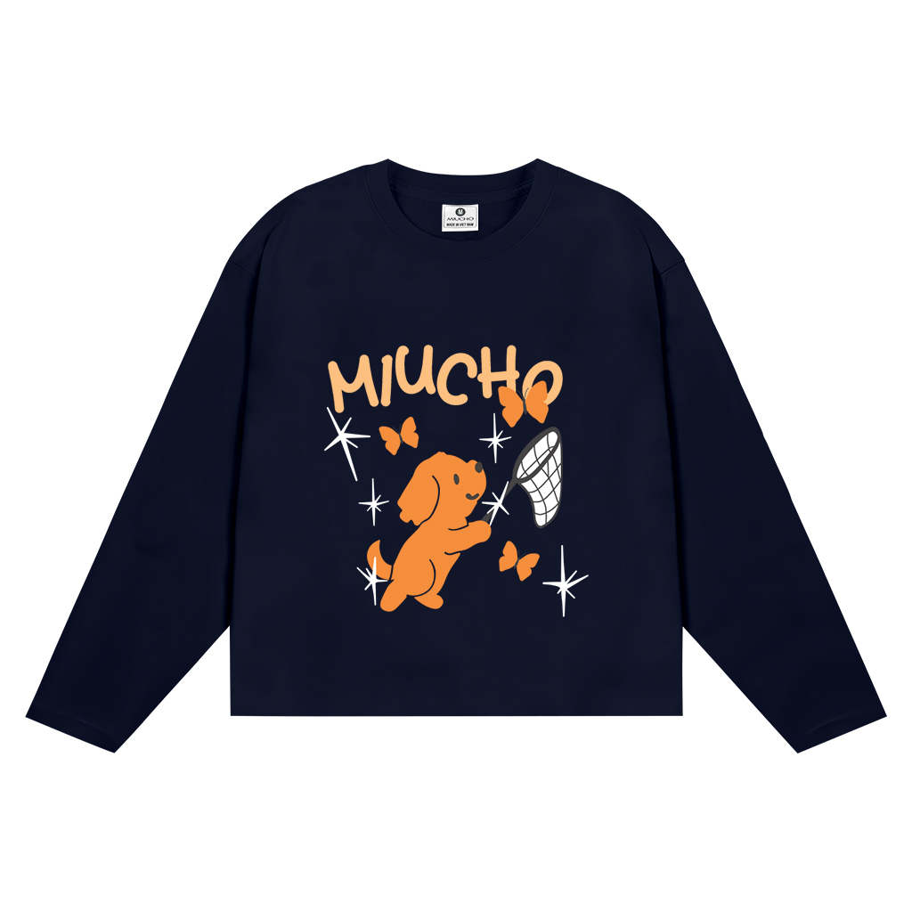 Áo thun boxy nam nữ Miucho chất vải mềm mại thoáng mát cún bắt bướm in mix 2834_thumbnail_12