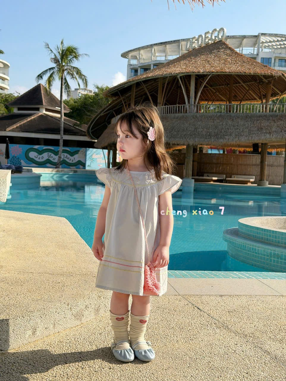CX90 - Váy bé gái cổ tròn tay bèo phối viền màu phong cách nhẹ nhàng dễ thương hãng CX7