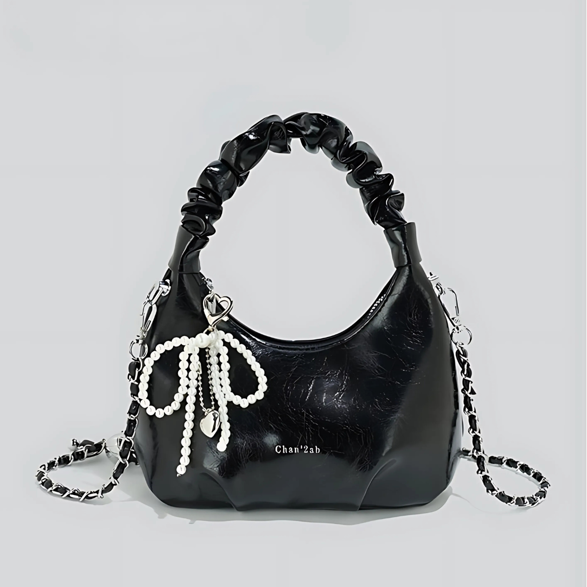 UHE Luna Bow 2506 – da ánh kim cao cấp, phối nơ ngọc trai sang trọng, 2 màu bạc & đen_thumbnail_5