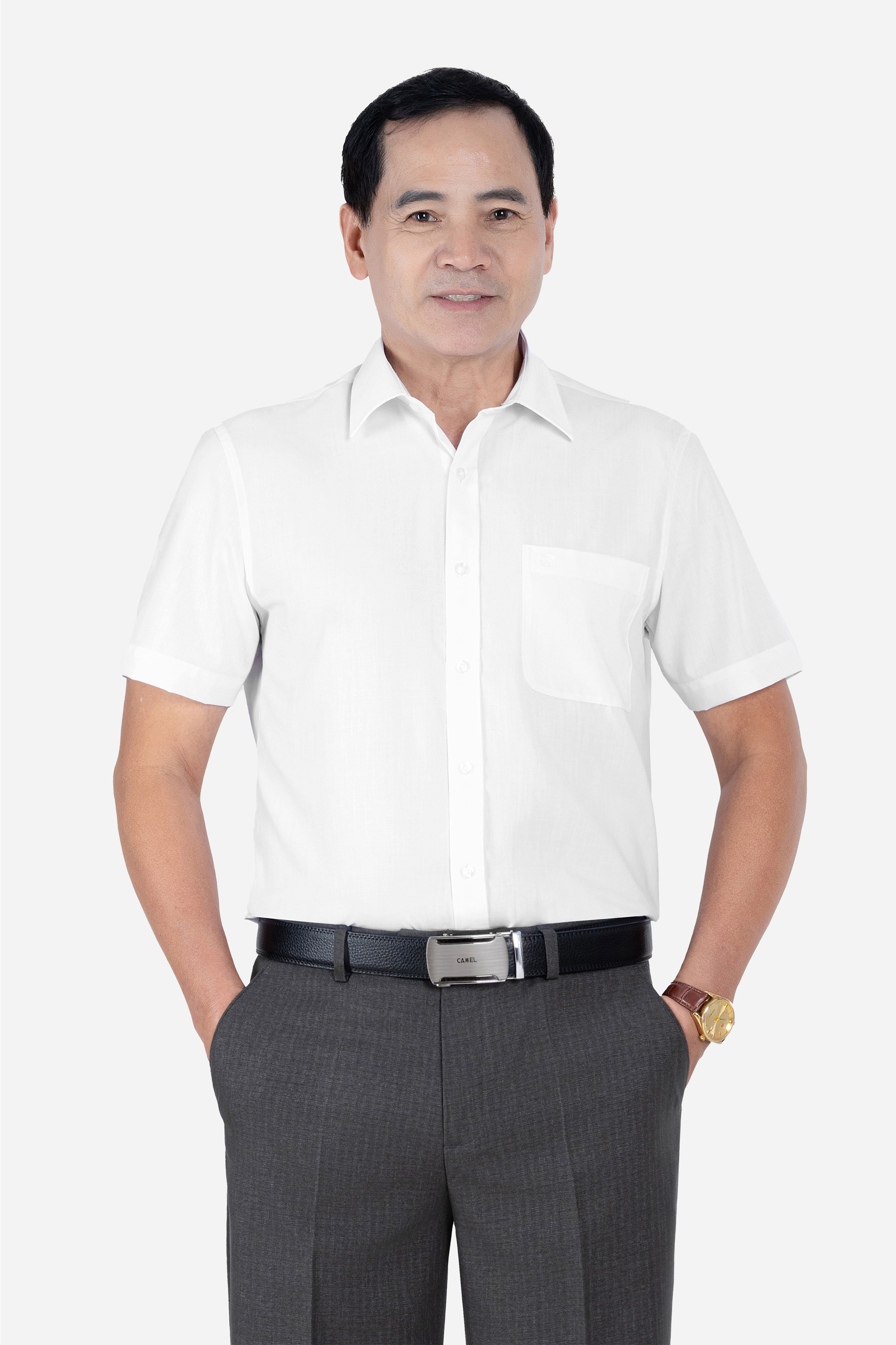 Sơ Mi Trơn Cộc Tay Nam Trung Niên Chất Liệu Cotton Nhập Khẩu_thumbnail_37