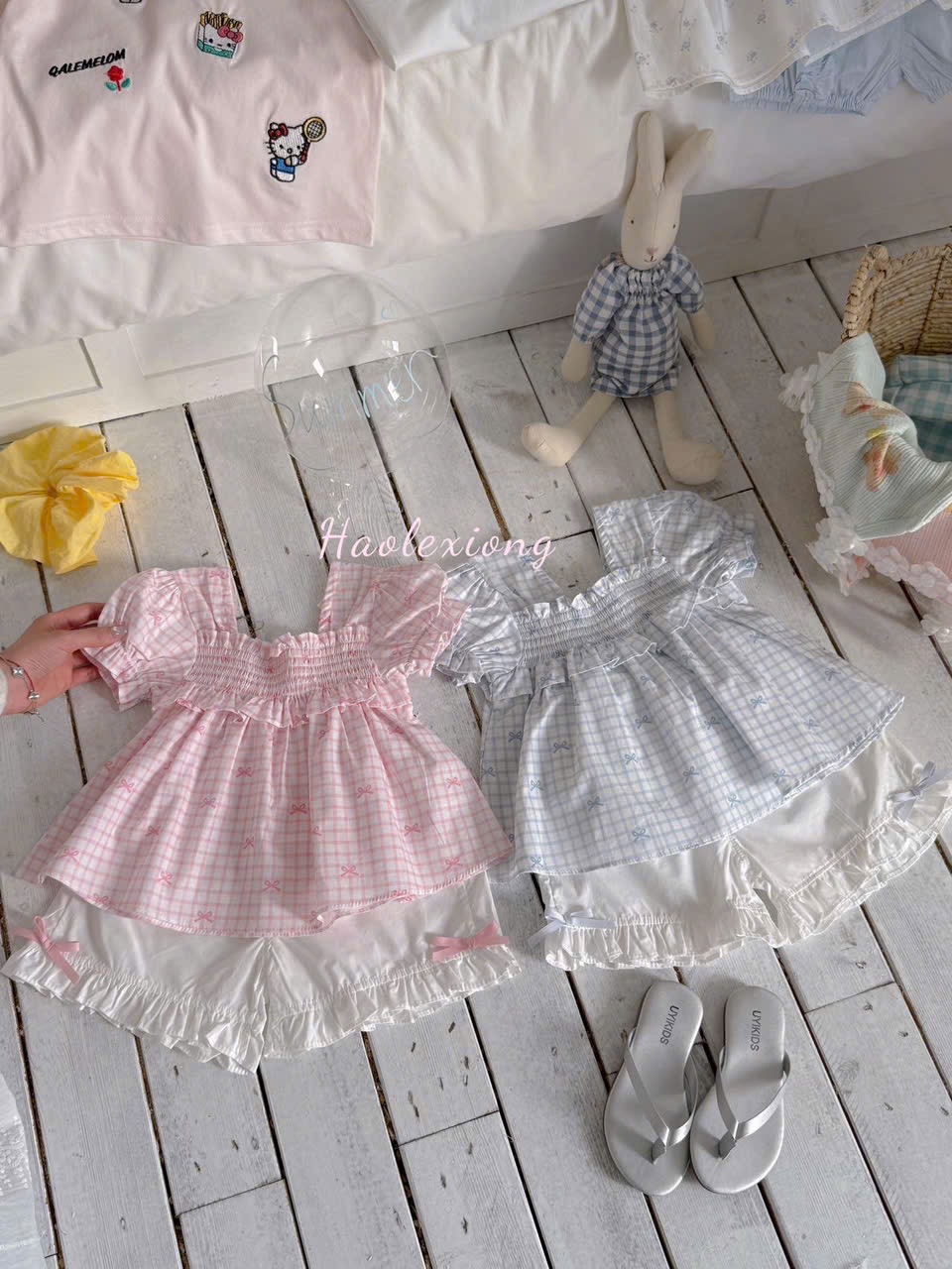 (S24) Set thô kẻ caro màu hồng xinh xỉu thời trang bé gái 2025 QCCC_thumbnail_0