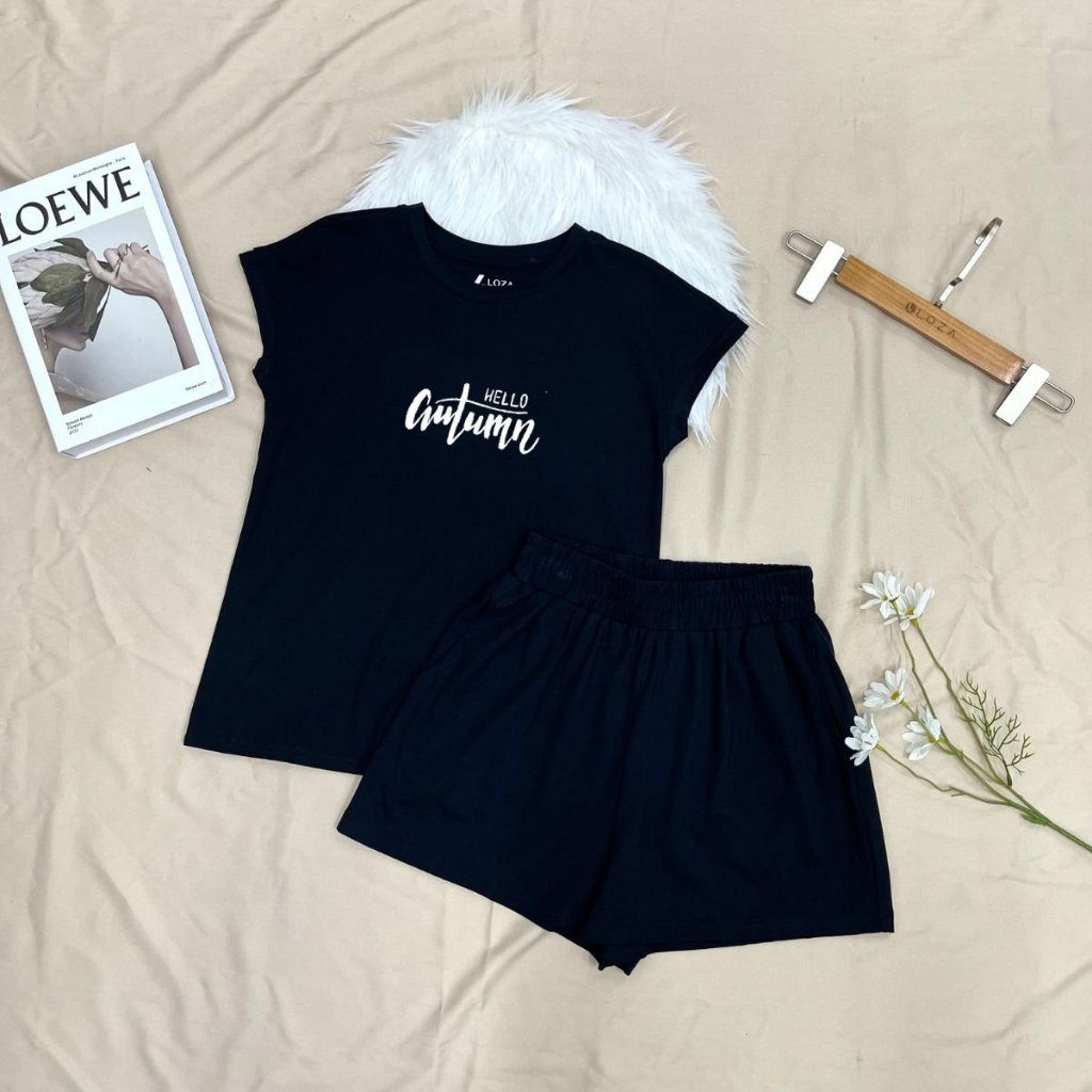 [Form Vừa] Bộ đồ nữ (áo thun form vừa + quần đùi) mùa hè - Set đồ nữ cotton form vừa Loza G0103_thumbnail_3