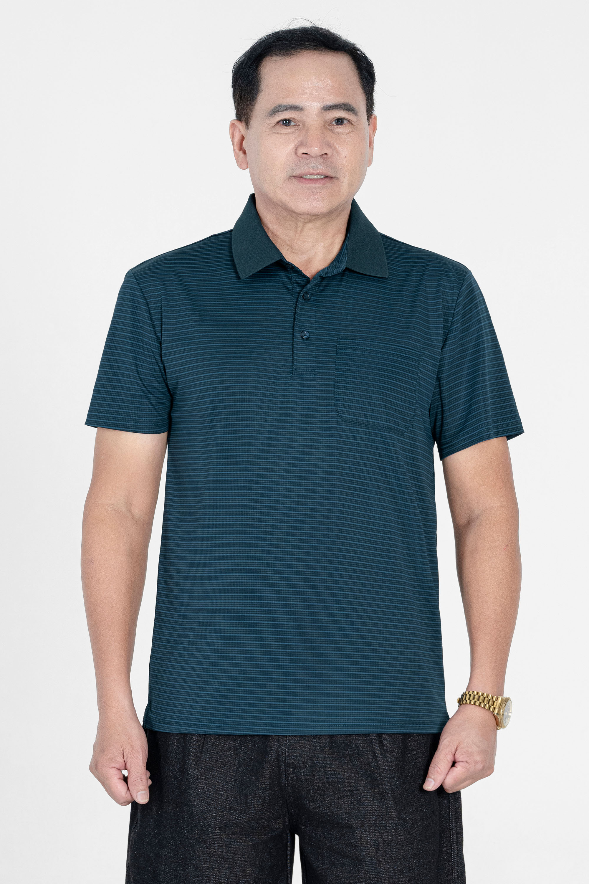 Áo Polo Túi Ngực Nam Trung Niên ANCHI Chất Liệu Cotton Cao Cấp Có Xẻ Tà Màu Cổ Vịt