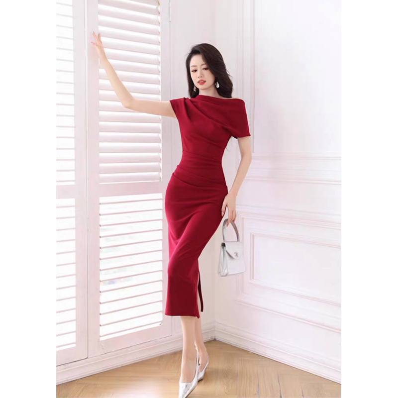 Đầm body lệch vai dáng dài màu kem, váy dự tiệc sang chảnh Logastore_L195_thumbnail_9