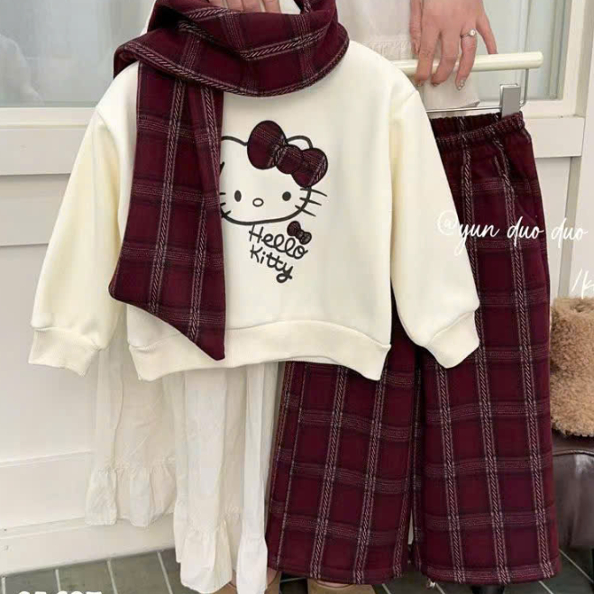 [F74] Bộ Nỉ Mèo Cài Nơ TENO dành cho bé gái_thumbnail_1